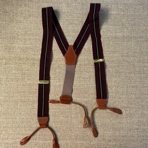 Dooney & Bourke Suspenders Burgundy Ribbon Leather Button On Braces